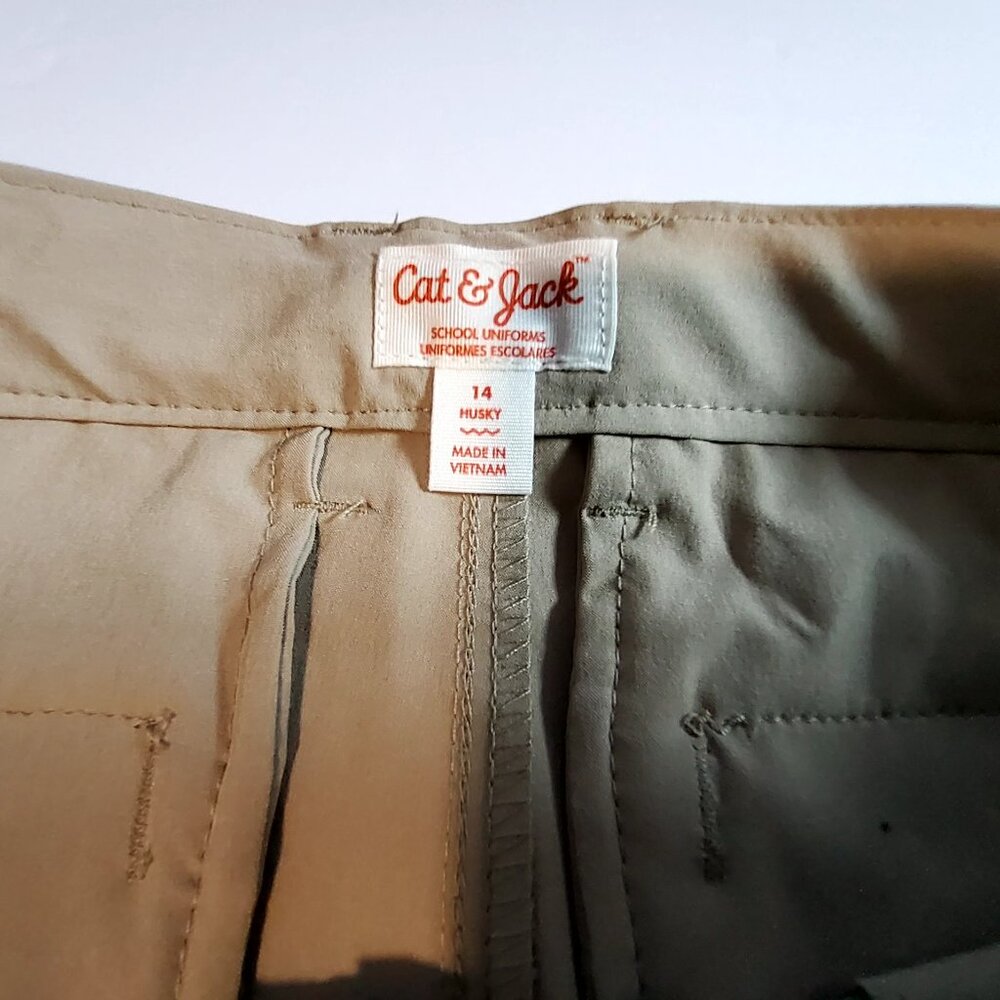 Cat & Jack Boys School Uniform Khaki Pants S 14 Husky Designed with belt loops - Picture 4 of 10